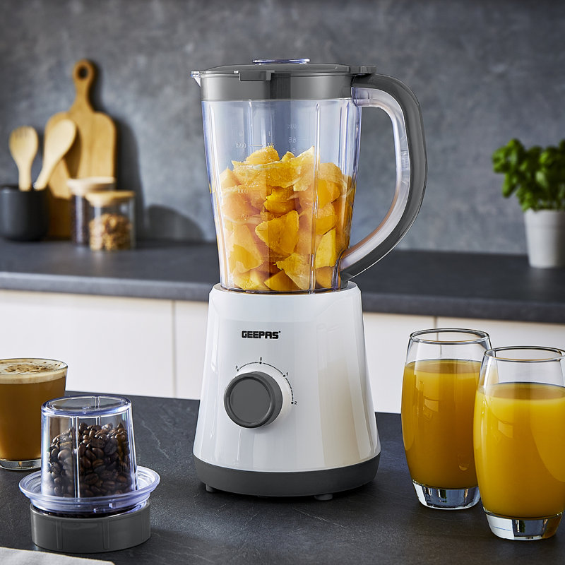 GEEPAS 500W Electric Jug Blender and 180W Hand Blender Combo set, Stainless Steel Blades, 2 Speed with Pulse Function, 1.5L Jar Coffee Grinder Mill, Food Processor Hand Blender