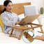 Table-plateau réglable en bambou avec pieds pliants, bureau multi-angle pour ordinateur portable, lecture, écriture, déjeuner ou canapé