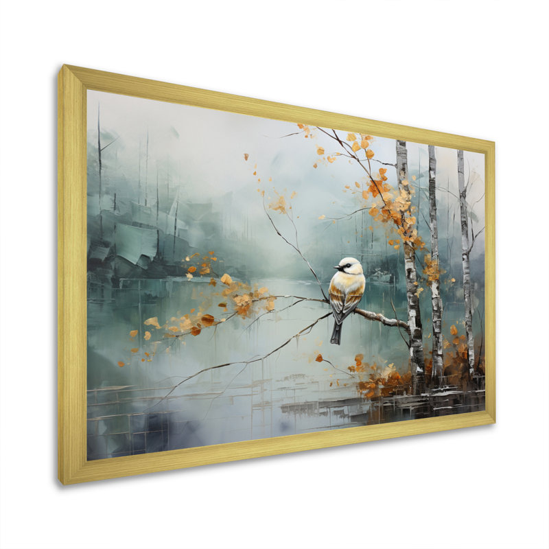 Birch Woods Ethereal Elegance I - Impression, Encadrement doré, H 34 po x l 44 po x P 1,5 po