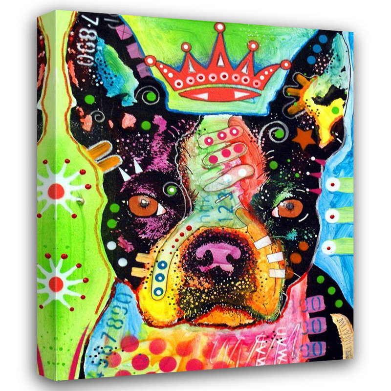 «Bungalow Rose Dean Russo», reproduction d'art sur toile tendue sous le titre Boston Terrier, H 44 po x l 36 po