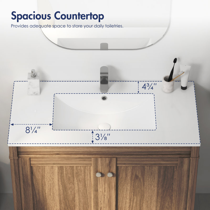 Tucson 36" W x 18.25" D Vitreous China Rectangular Single Vanity Top Sink in White (Sink Only)