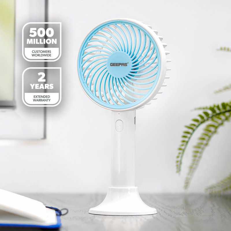 GEEPAS Hand Held Fan, Portable Handheld Type C Rechargeable Fans with 3 Speeds, Battery Operated Electric Mini Foldable Desk Desktop Fans for Home Office Travel