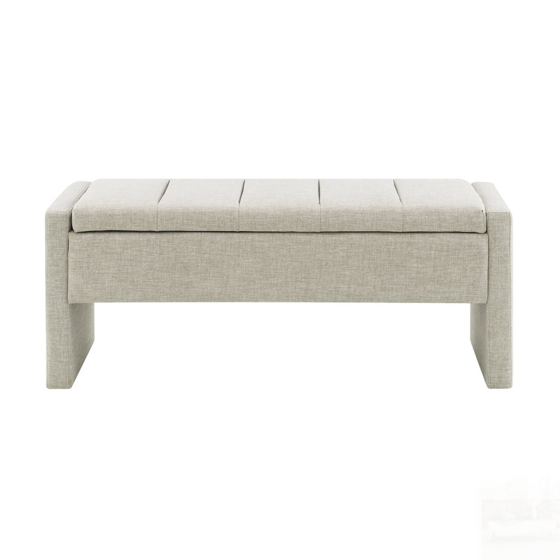 Banc de bout moderne avec rangement spacieux, grand tabouret de repose-pieds rembourré pour le salon et la chambre à coucher