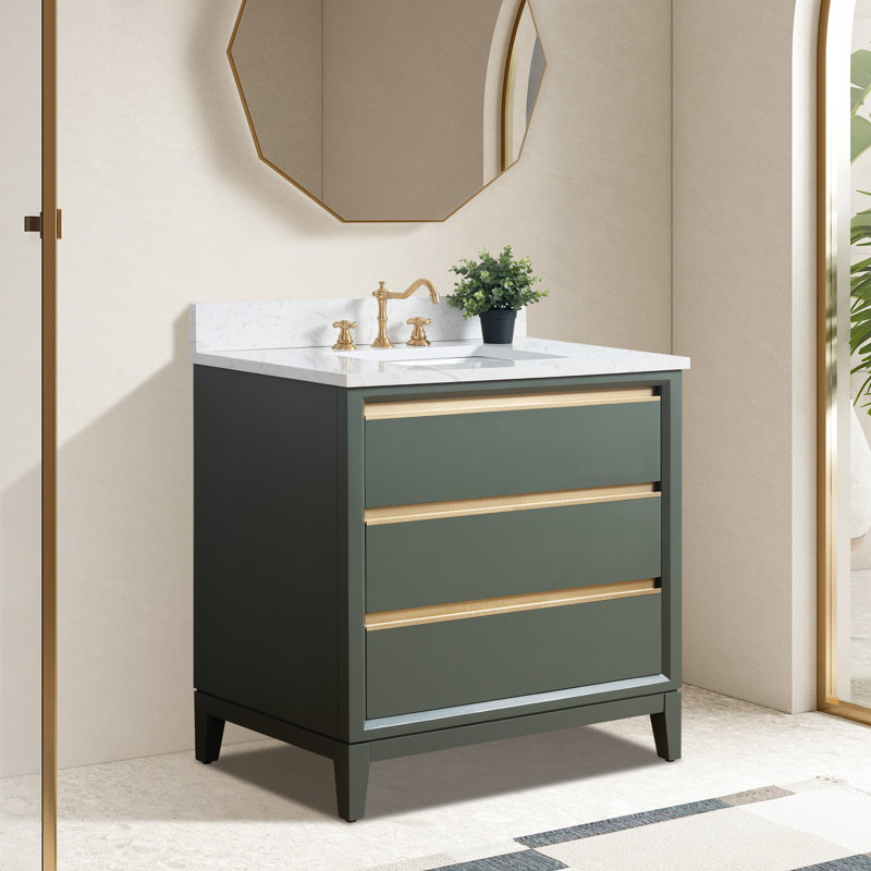 30 Single Bathroom Vanity with Top, Vintage Green, 36"