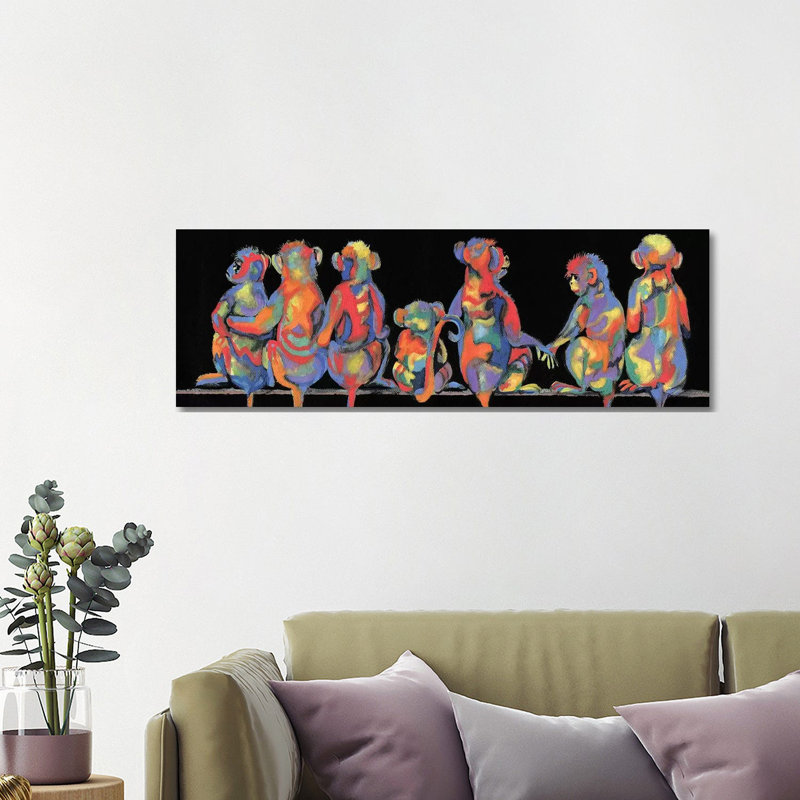Fun Monkeys by Donna Brooks - Wrapped Canvas Panoramic Gallery-Wrapped Canvas Giclée, 121.92 cm H x 40.64 cm W x 1.91 cm D