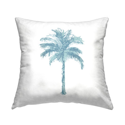Coussin décontracté à motif de palmier bleu décontracté par Kristen Drew
