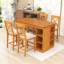 Ensemble de salle à manger 5 pièces Devra, table en bois à hauteur de comptoir avec rangement à 3 niveaux et chaises rembourrées-1387510251-1387510252