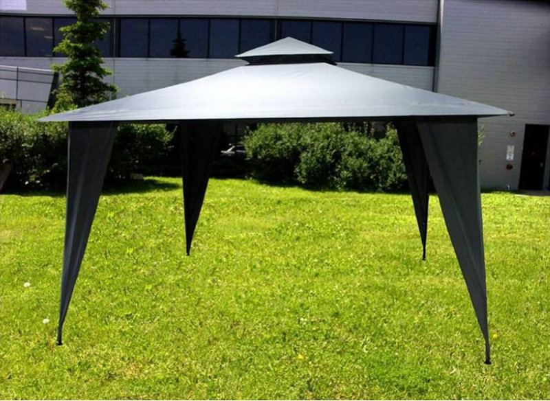 Pavillon de jardin d'extérieur gris 11,5 pi x 11,5 pi avec double évent Malbaie