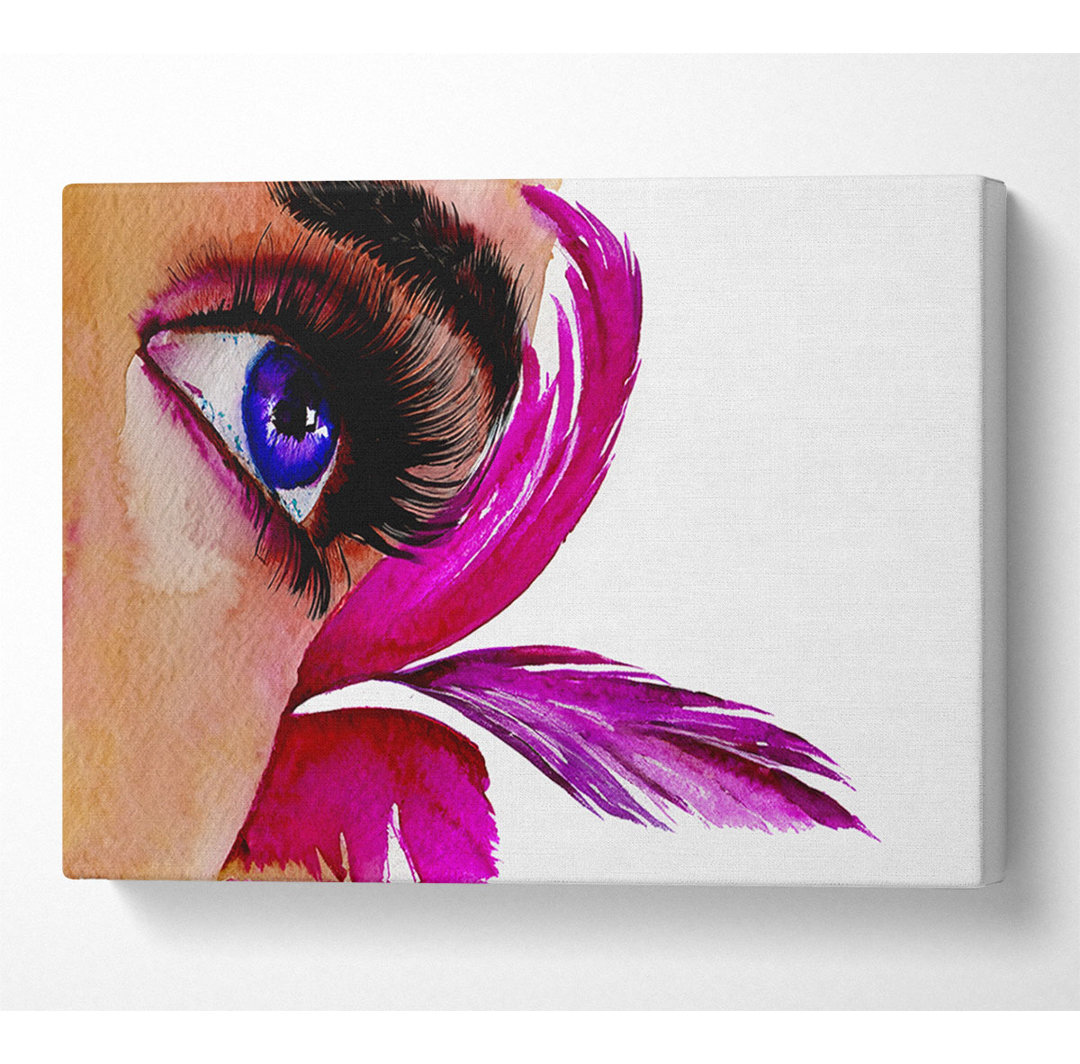 Atemberaubende Pink Feathered Eye - Leinwanddrucke auf Wrapped Canvas