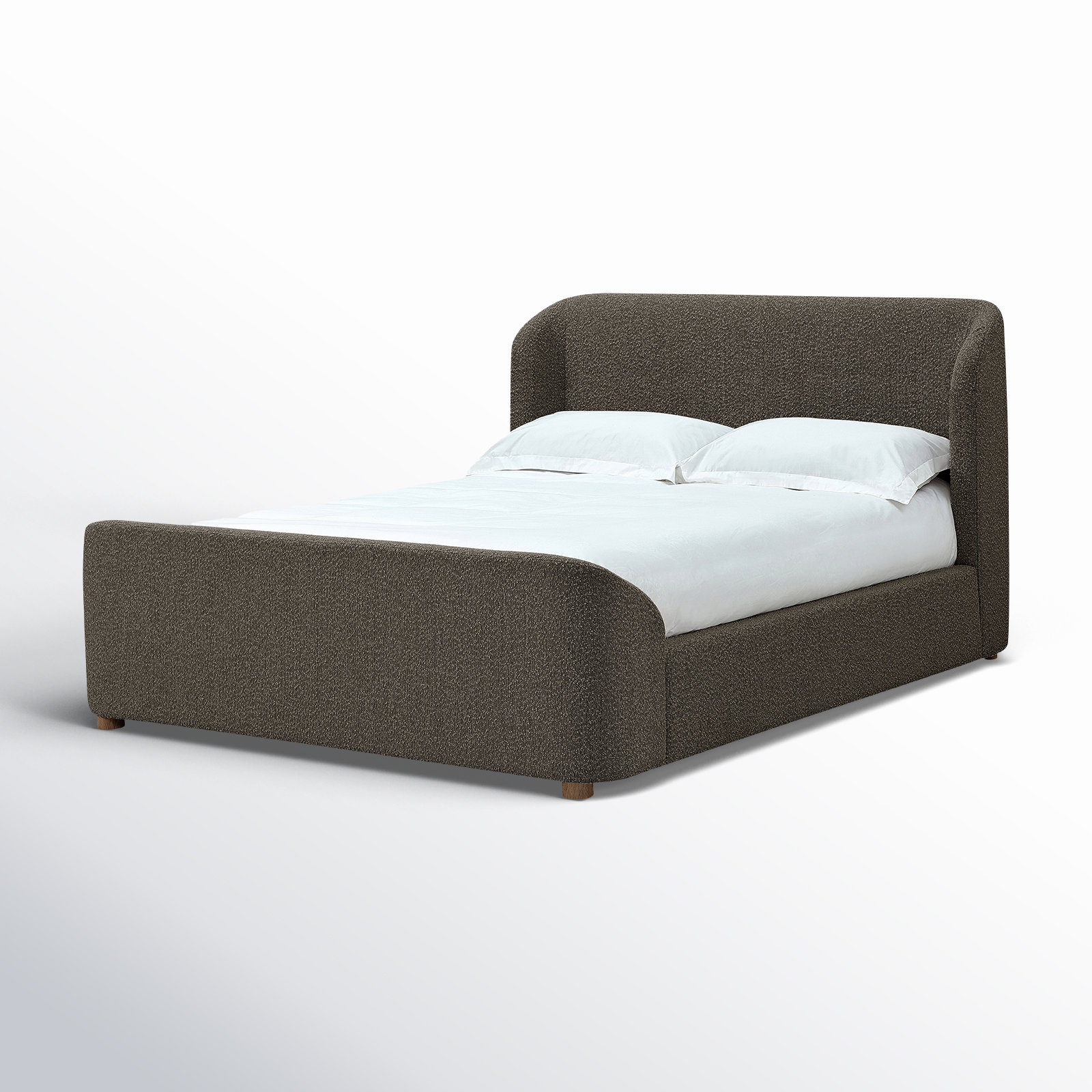 Kris Upholstered Platform Bed, California King, White Boucle