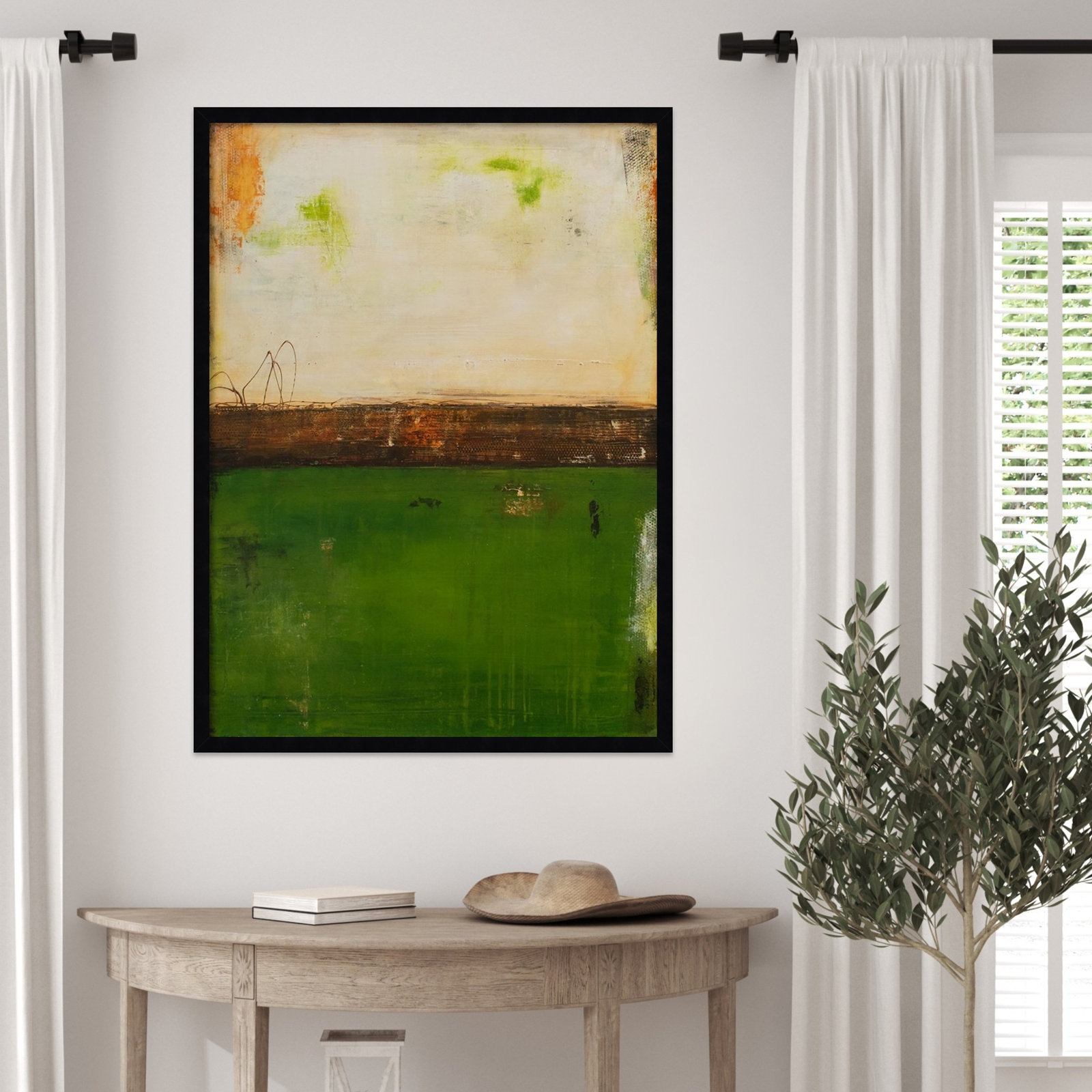 Forest Hill Trail by Mauro Wood Framed Wall Art Print, 33" H x 25" W, Black
