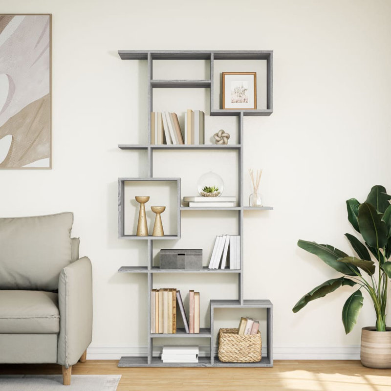 Ayiana 188cm H x 92cm W Book Cabinet Bookcase, Grey Sonoma