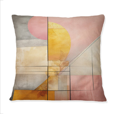 Golden Moon Dreams Retro Illustration IV - Abstract Geometric Printed Throw Pillow