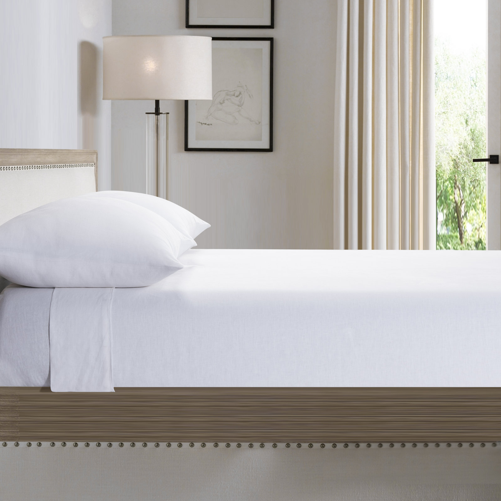 Stone Washed Pure Linen Sheet Set, Fitted Sheet 16" Pocket, Charcoal, Cal.King Pack + 1 Fitted Sheet + 2 Pillowcase