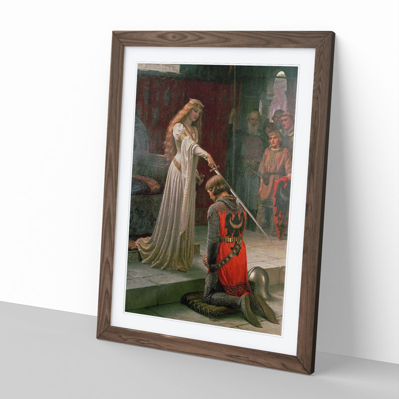 The Accolade by Edmund Leighton - Picture Frame Painting, Walnut, 48cm H x 36cm W x 2cm D