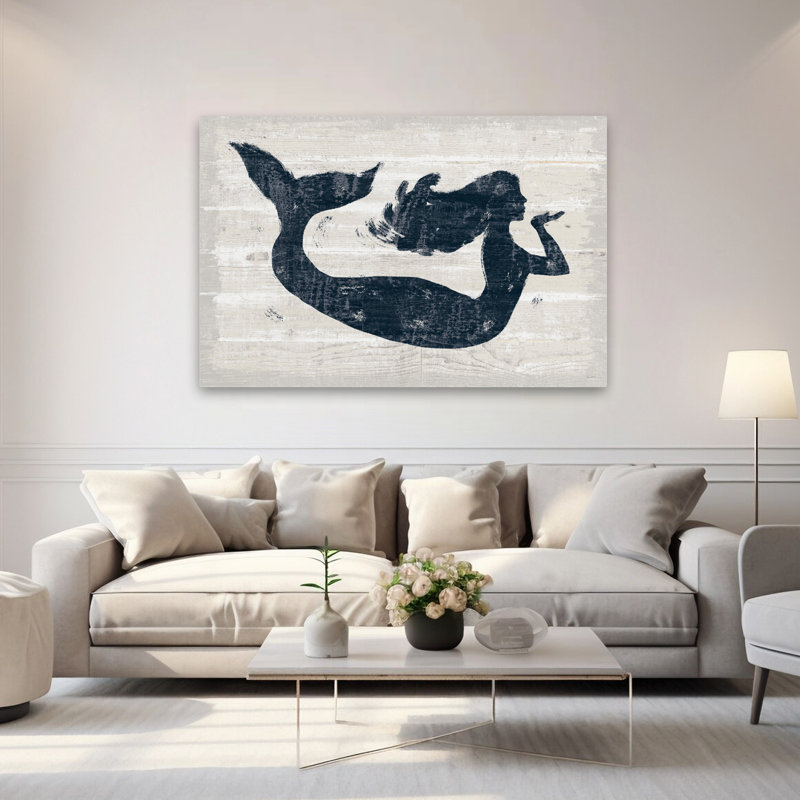 Driftwood Coast - bleu côtier; Nautique, bleu, gris, côtier, crème, H 60 po x l 40 po