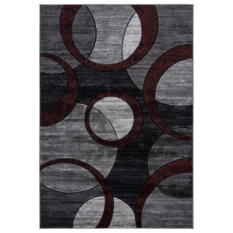Tapis noir à motif abstrait Adonia, Rectangle 3 pi 9 po x 5 pi 9 po