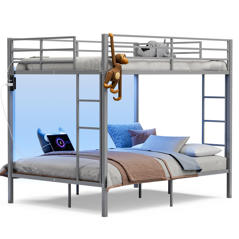 Alyda Kids Full Over Full Bunk Bed, Silver,  Full over Full