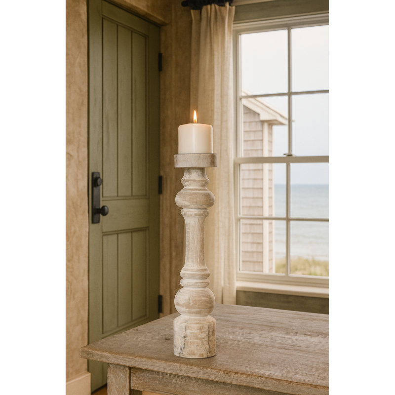 Porte-bougie colonne Baroque - petit - blanc, H 9,3 po x l 3,5 po x P 3,5 po, Blanc