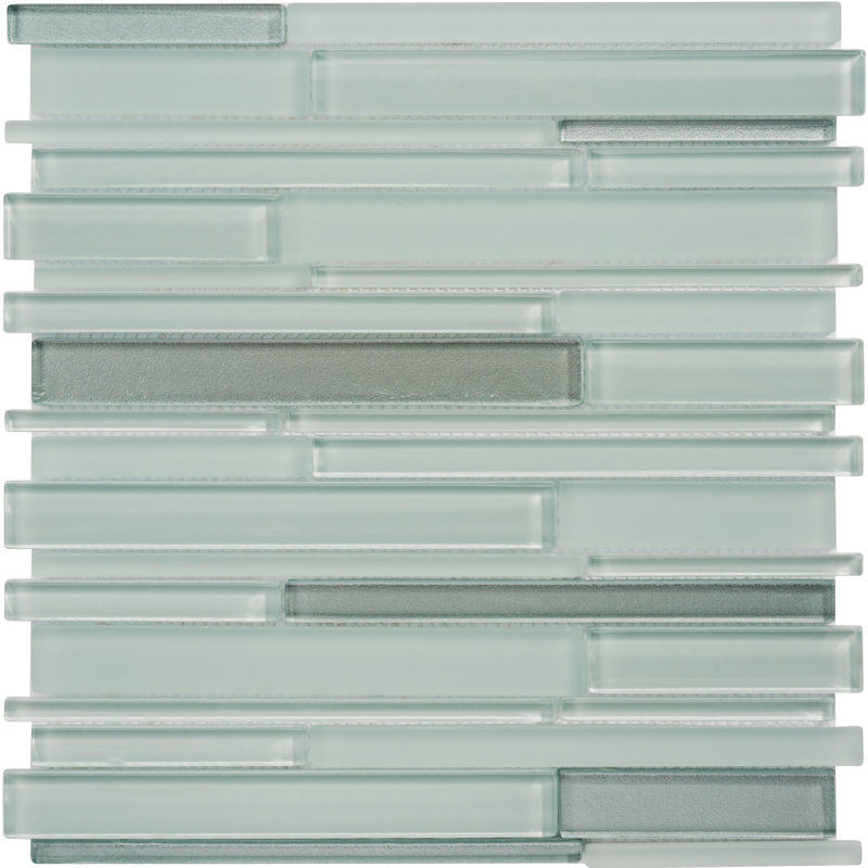Simply 12" x 13" Glass Linear Wall Tile, Spa Blue
