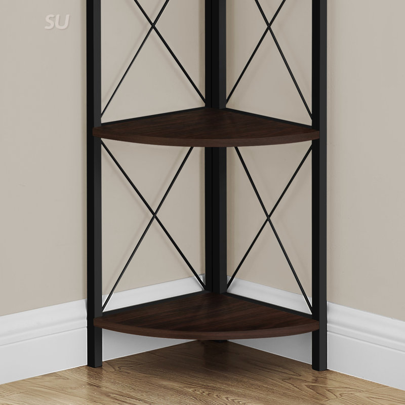 Modern 4-Tier Metal Etagere Bookcase With Fan-Shaped Shelves, Ideal For Corner Spaces And Stylish Storage In Bedrooms Or Offices.
