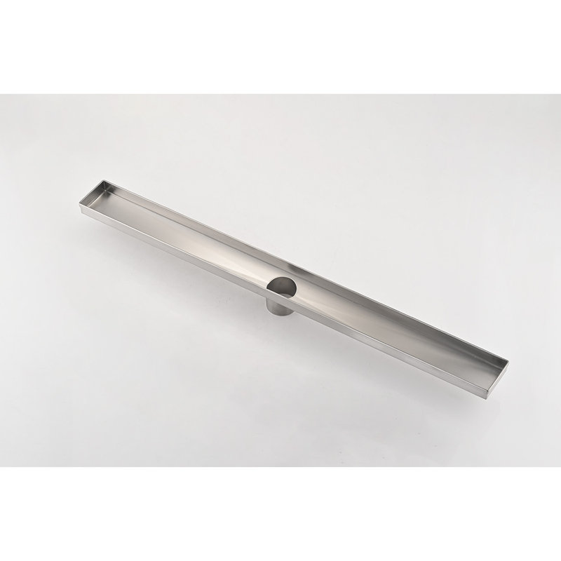 Drain de douche linéaire 32 pouces avec grille quadrato amovible, drain de plancher en acier inoxydable 304 avec crépine et pieds réglables