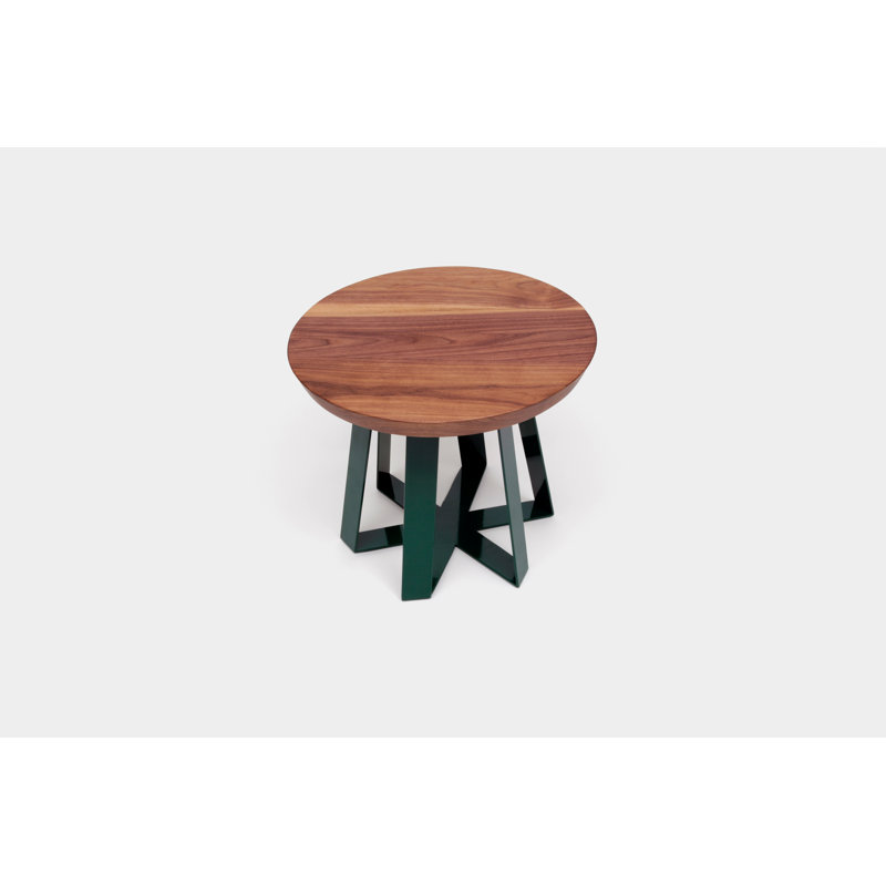 ARS Solid Wood Top End Table, Walnut, Green