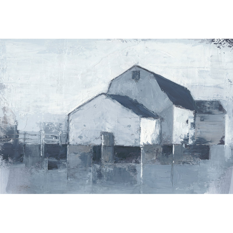 «Indigo Barns II», peinture sur toile, H 12 po x l 18 po