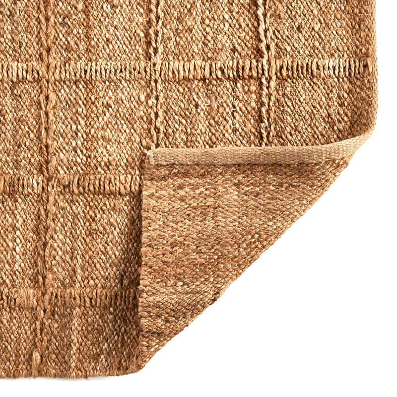 Grid Flatweave Jute Solid Color Area Rug in Natural Grid Jute, Rectangle 8' x 10'