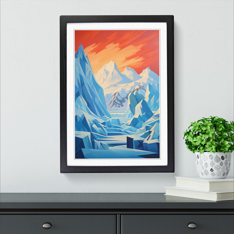 Glacier Constructivism - Framed Print, Black, 34cm H x 25cm W x 2cm D