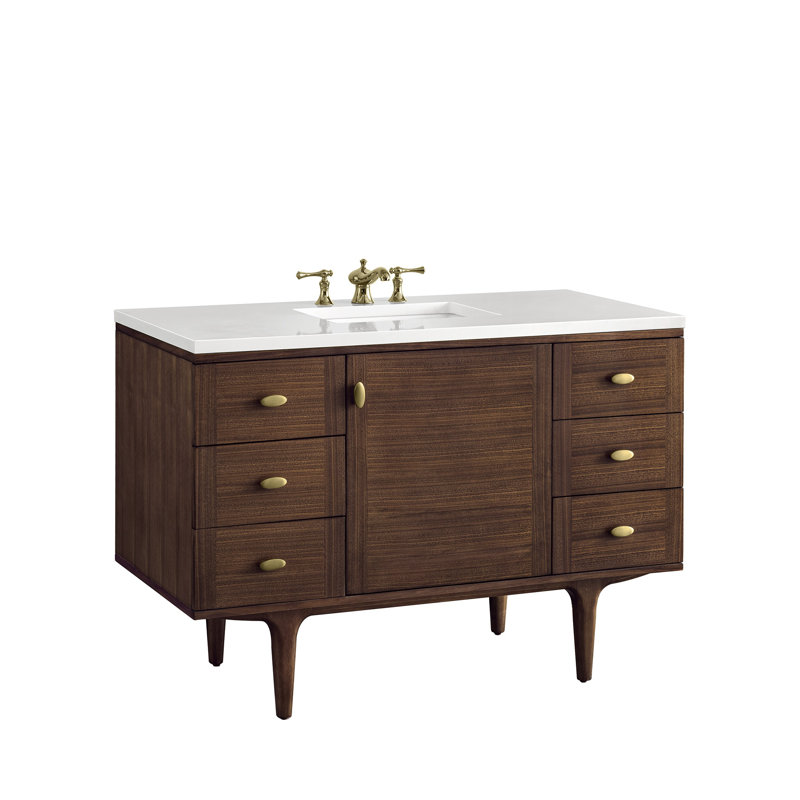48'' Single Bathroom Vanity with Top, White Zeus, 8" Widespread