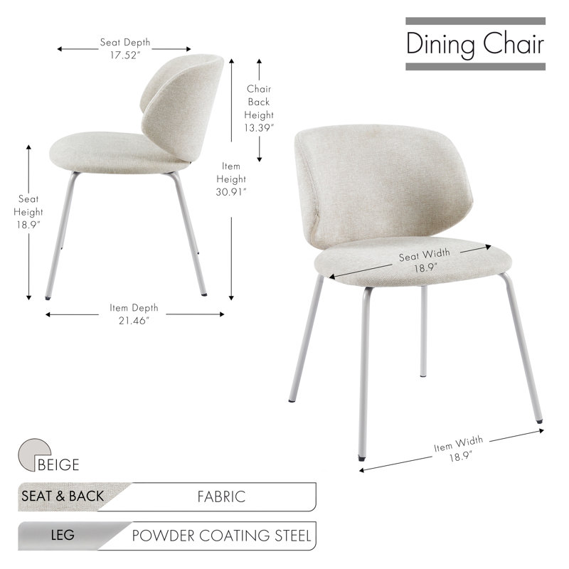 Ensemble de 2 chaises de salle à manger Titus, Beige