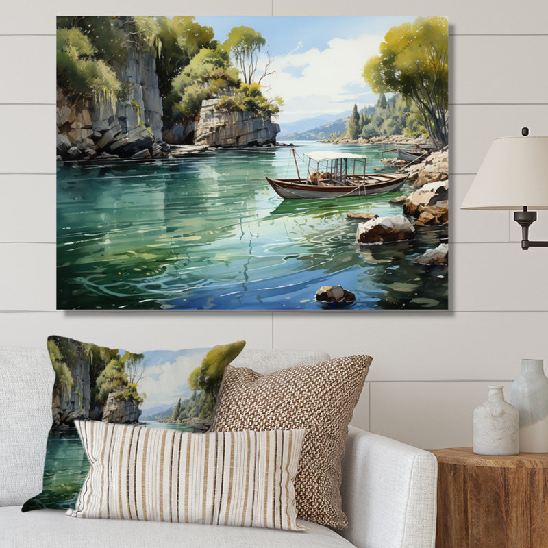 " Boat In Vietnam Tropical Paradise ", H 16 po x l 32 po x P 1 po, Toile tendue