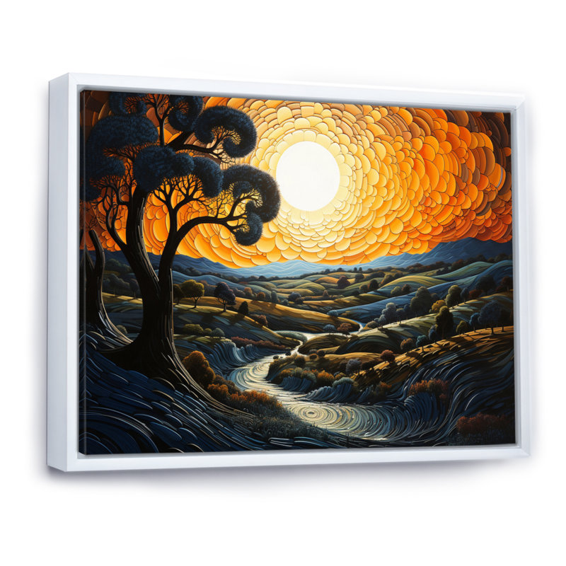 Patchwork de campagne, H 24 po x l 32 po x P 1 po, Cadre flottant blanc