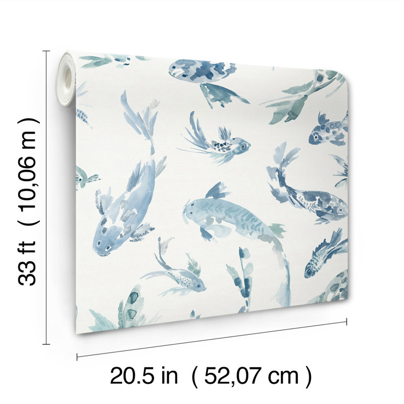 Beach Rose Floral Fruits Wallpaper, Blue 