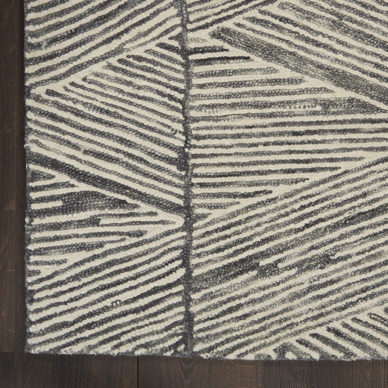 Helma Geometric Wool Hand Woven Area Rug, Rectangle 114 x 175cm
