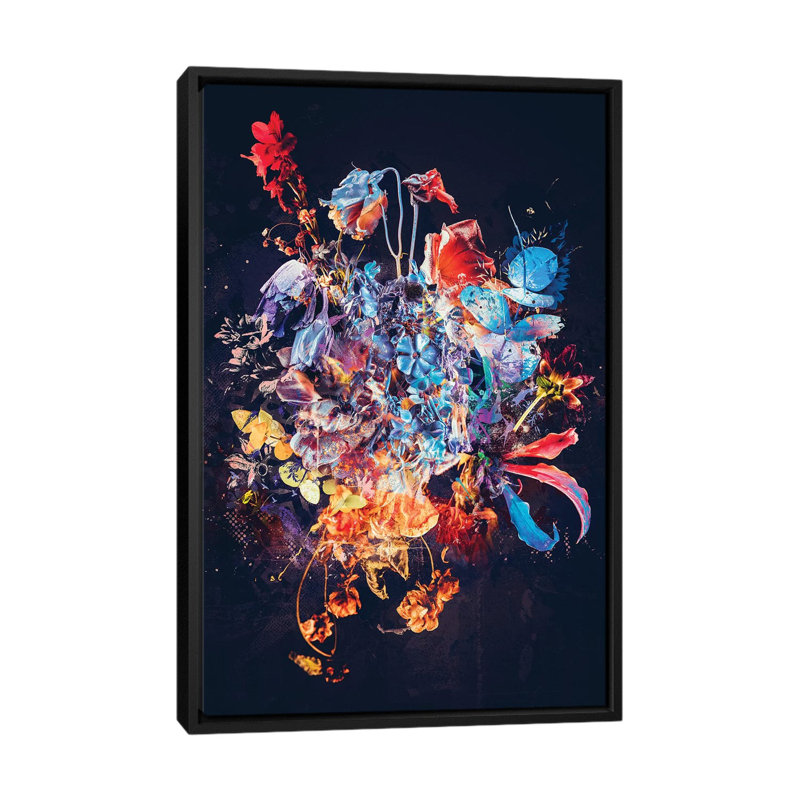 « bouquet xvii », impression sur toile, H 48 po x l 32 po x P 1,5 po, Toile avec cadre noir, Pas de tapis