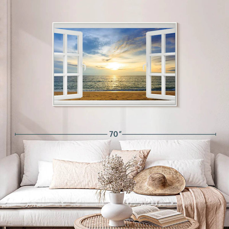 Fenêtre à Bleeker éthéré, Cadre flottant blanc, 43 po x 29 po