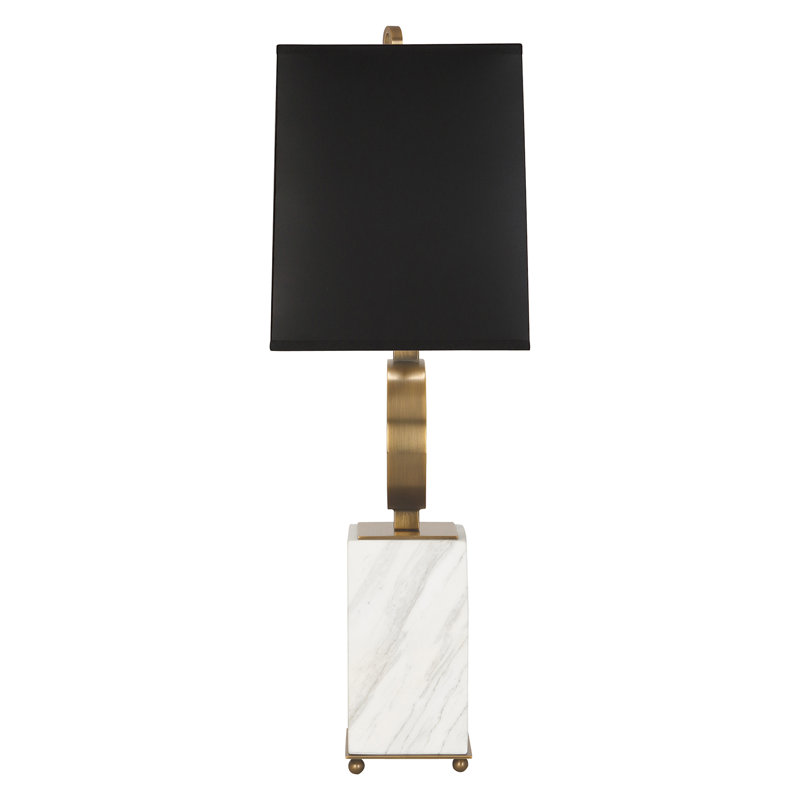 Oculus Table Lamp, Black Opaque, Warm Brass/White Marble