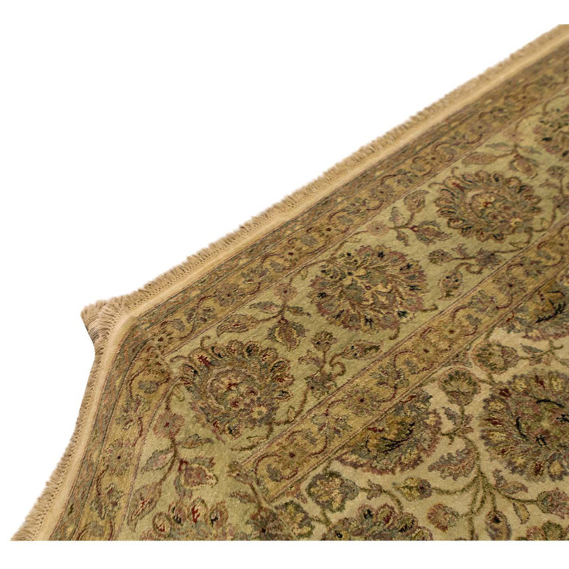Tapis brun / vert / ivoire noué à la main de haute qualité