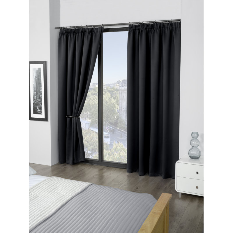 Cozine Blackout Curtain Pair, 114 W x 137 D cm, Black