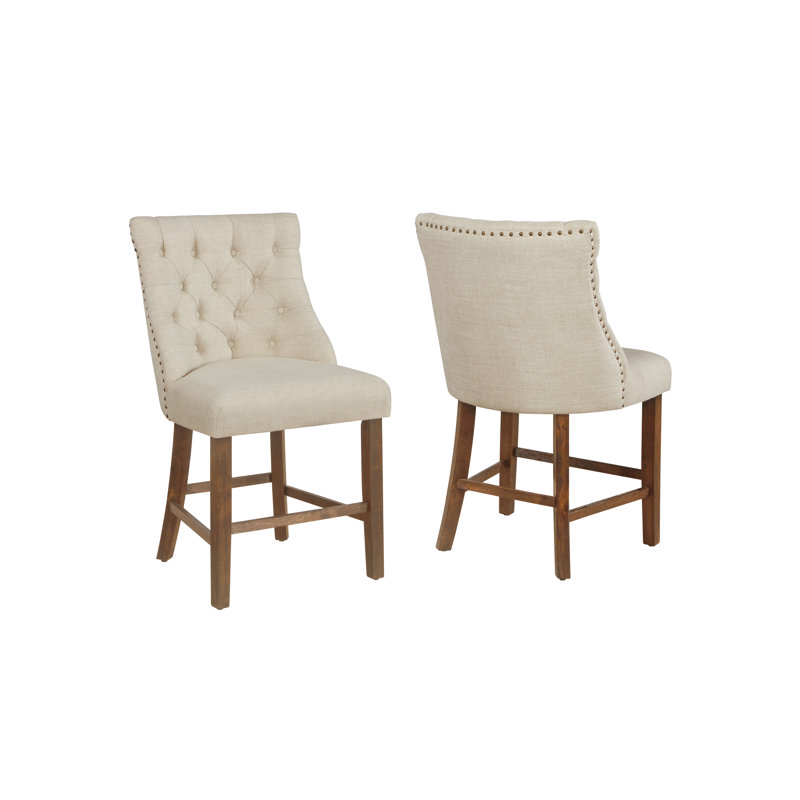 Chaise d’appoint rembourrée en lin Touffeté ahjah, Beige