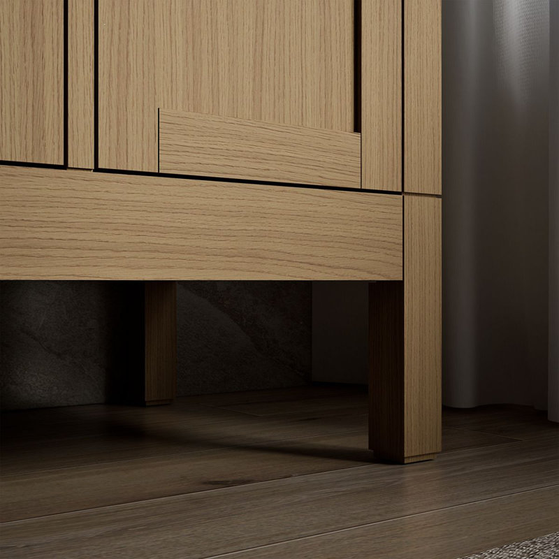 Hadron 48" Single Bathroom Vanity Set, White, Light Oak