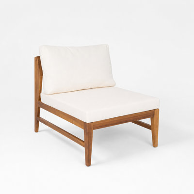 Ensemble de 2 fauteuils d'extérieur profonds sans accoudoirs avec coussins amovibles résistants à l'eau, structure robuste en bois d'acacia avec design à lattes