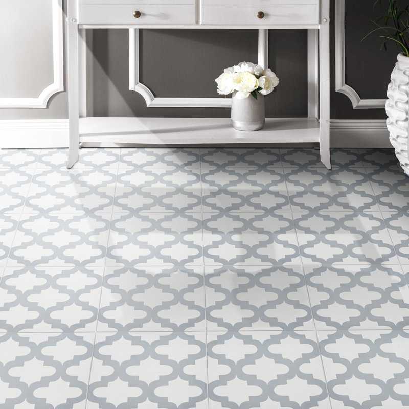 8 in. x 8 in. Tile, White/Gray
