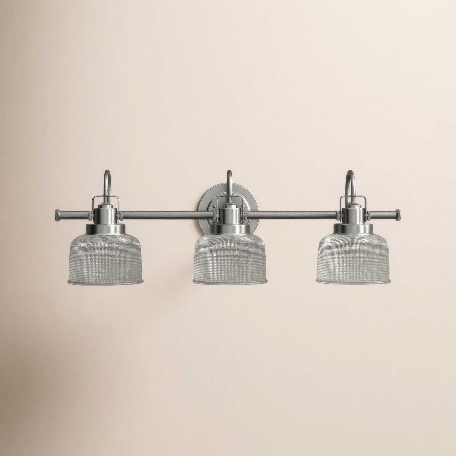 Rosser 3-Light Dimmable Vanity Light, Antique Nickel, 8.75"H x 26.25"W x 7.25"D, 3 Lights