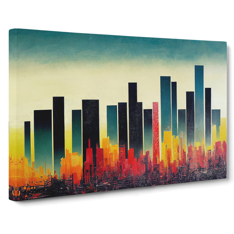 Dreamlike Skyscraper Skyline - Wrapped Canvas Print, 35cm H x 50cm W x 3cm D