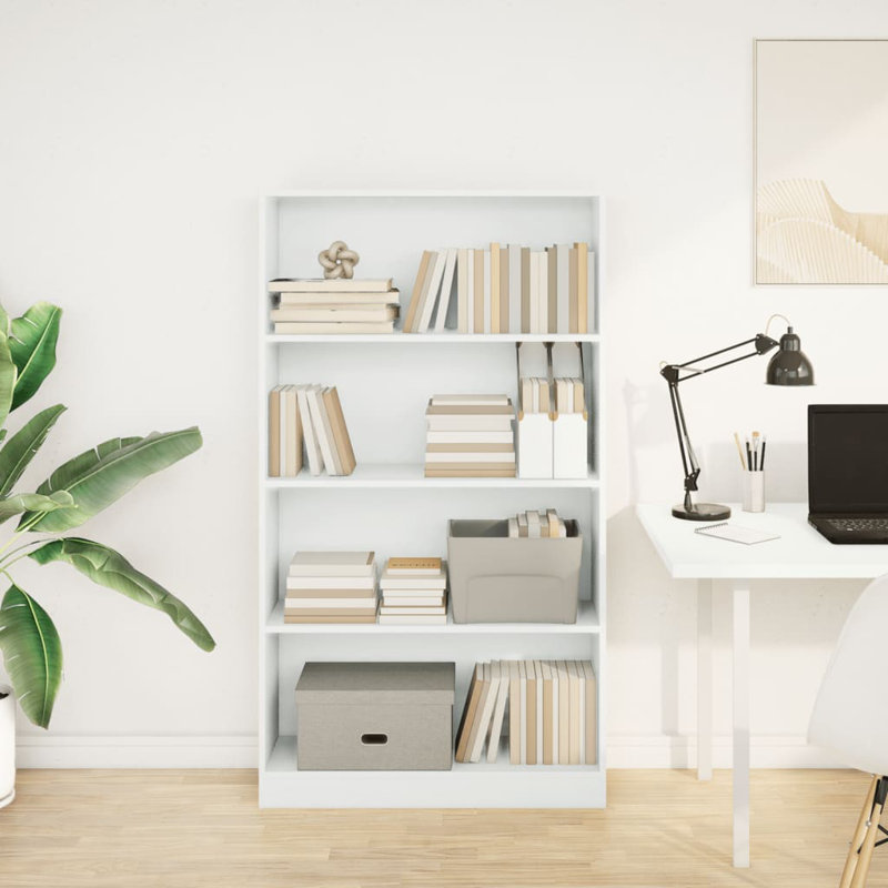 athema Standard Bookcase, (4 Shelves) 143cmH x 80cmW x 24cmD, White