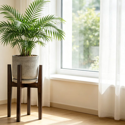 Support réglable pour plantes d'intérieur en bambou, étagère à fleurs moderne avec pot compatible de 8 à 12 pouces, conception d'angle peu encombrante pour le salon, la chambre à coucher et le bureau
