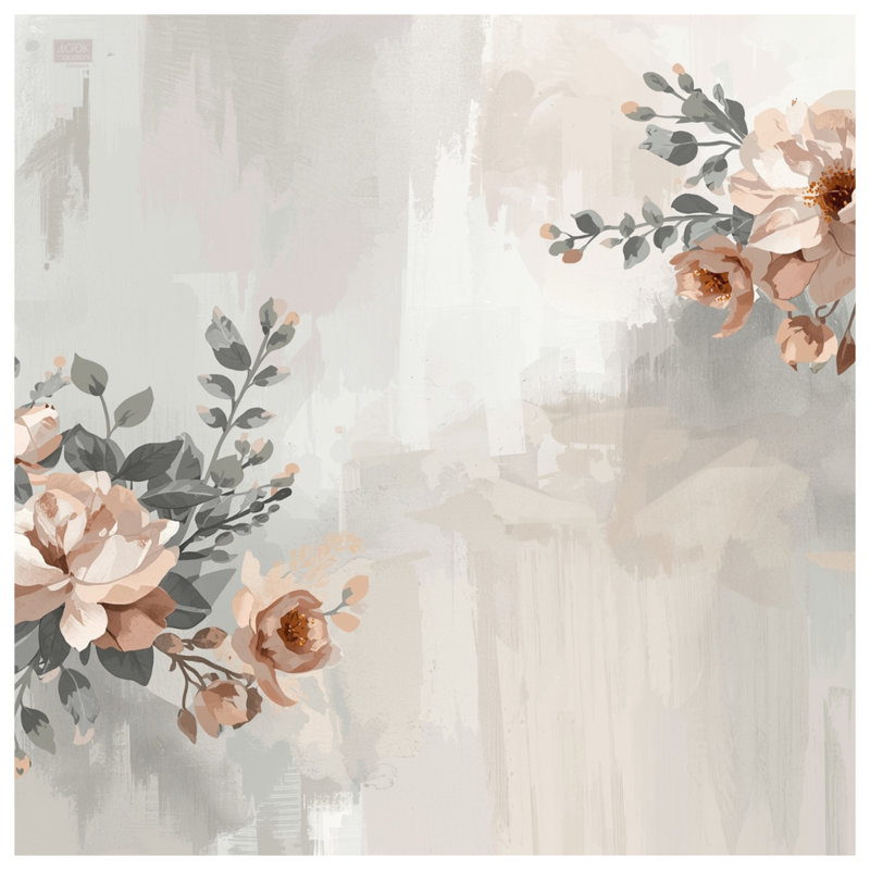 Housses de couette à motif floral beige, Grand lit
